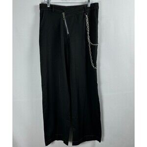 The Ragged Priest Dropout Wide Leg Pants 12 Black Baggy Chains Goth Grunge Alt